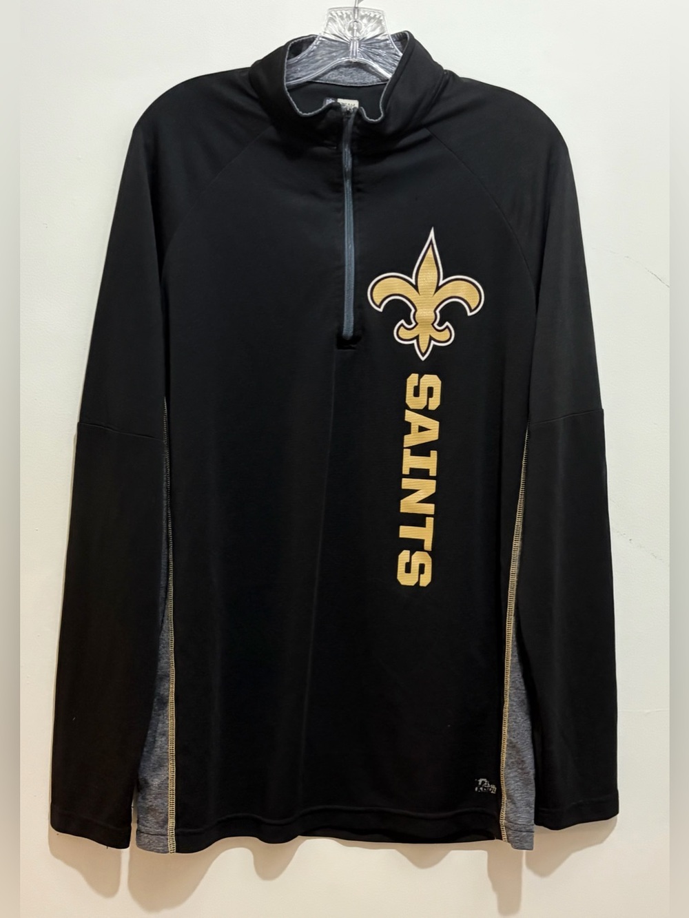 NFL Team Apparel New Orleans Saints 1/4 Zip Athletic Pullover Mens Size Large
